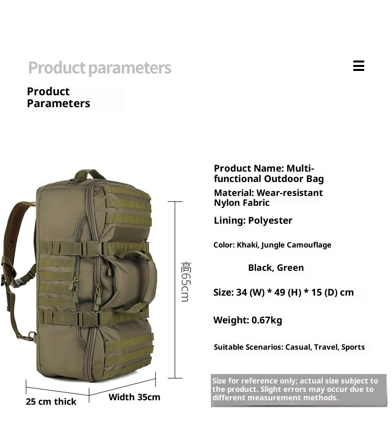 ActiveGo Camouflage Capacity Multifunctional Handheld Large Hiking Climbing Bag Outdoor Travel Backpack_voghion.com