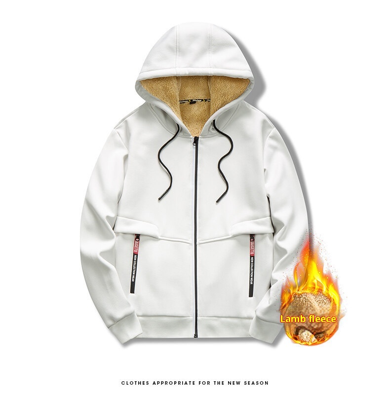 Felpa con cappuccio invernale da uomo, personalizzata, europea e americana, alla moda, con fodera in pile spesso e antifreddo, in agnello_voghion.com