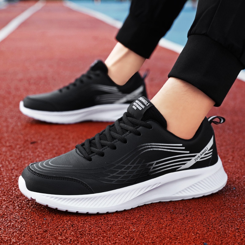 ActiveGo Men's Winter Leather Sneakers Waterproof Sports Soft Sole Anti-Slip Work Casual Running Spring Single Shoes_voghion.com