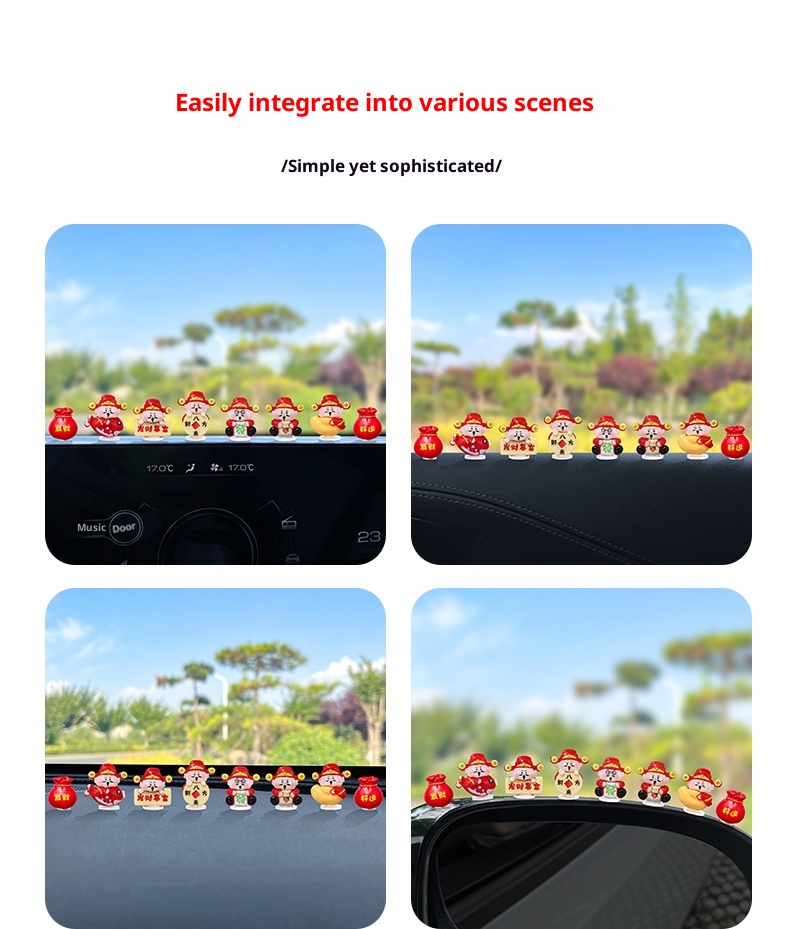 Super Cute Little God Of Wealth Electric Interior Navigation Computer Large Screen Car Decoration Ornament_voghion.com