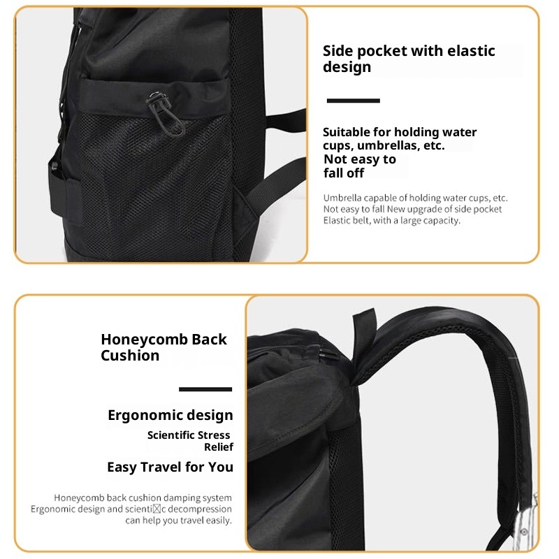 ActiveGo Large Capacity Lightweight Outdoor Hiking For College Students Men's Travel Backpack Black Waterproof Portable Cycling_voghion.com