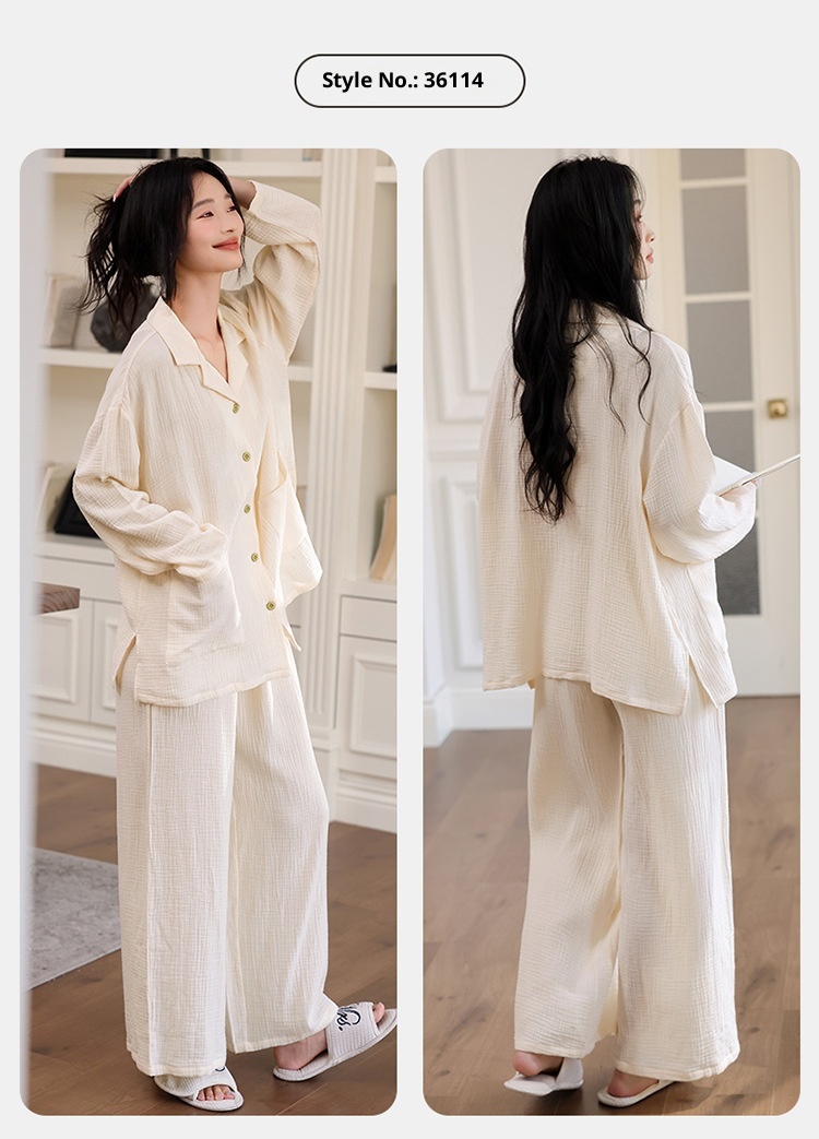 ChicShe Princess Style Pajamas For Women Spring And Autumn Cloud Cotton Sleeve Long Pants Swe Cute Homewear Student Wearable_voghion.com