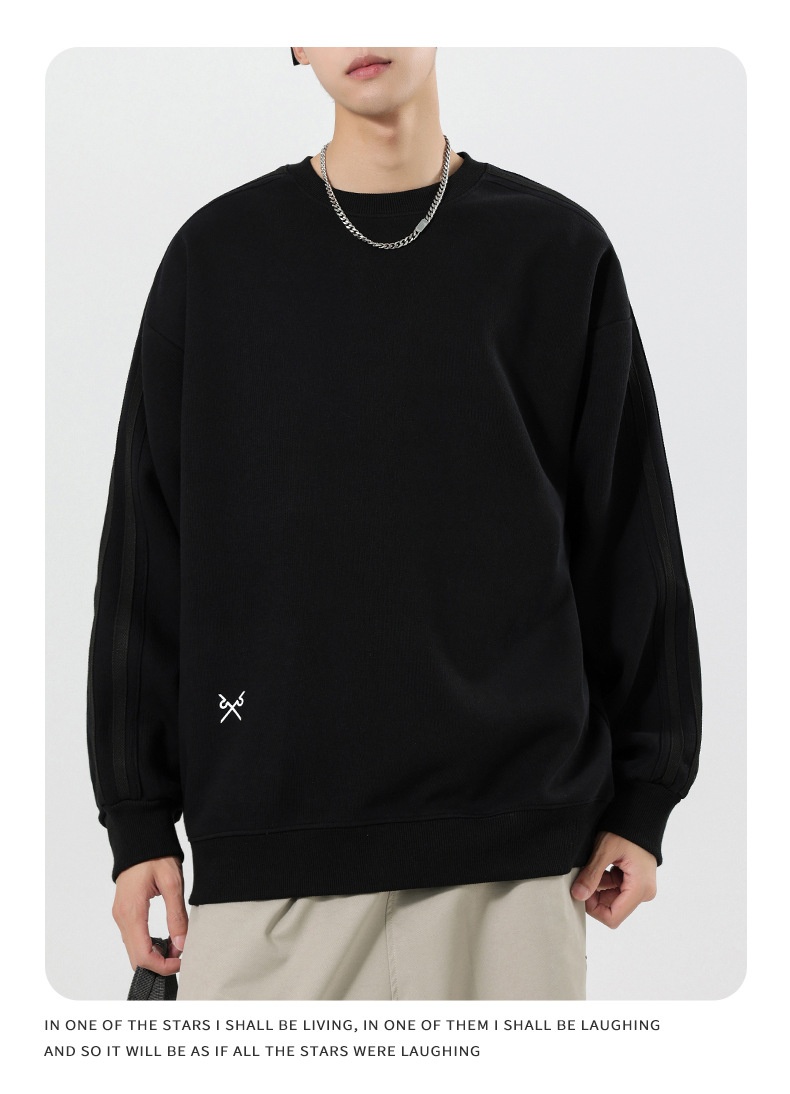 boy Boy Boy Heavyweight Sweatshirt Simple Print Basic Style Casual Trendy Crew Neck Pullover Inner Wear Long Sleeve Top Men's Jacket_voghion.com