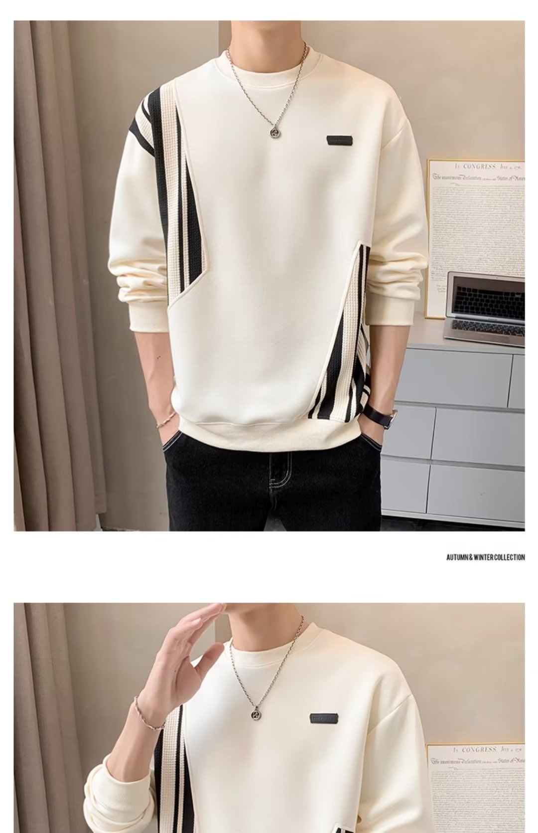 boy Boy Crew Neck Sweatshirt Spring Autumn Fleece Thickened Men's Top 2023 New T-Shirt Long Sleeve Early Winter Jacket_voghion.com