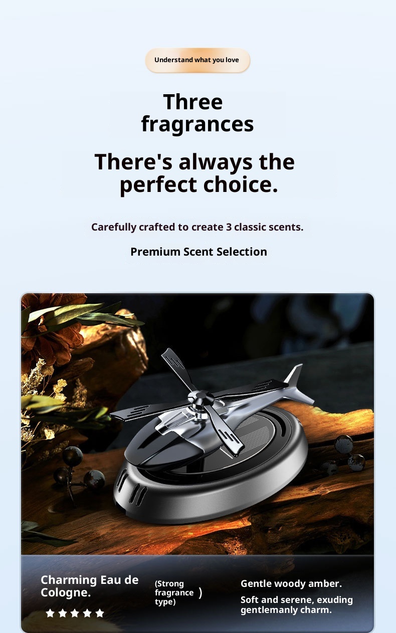 Ornamento di profumo per aromaterapia a forma di elicottero solare, profumo fresco, deodorante per interni auto a lunga durata, decorazione di alta qualità_voghion.com