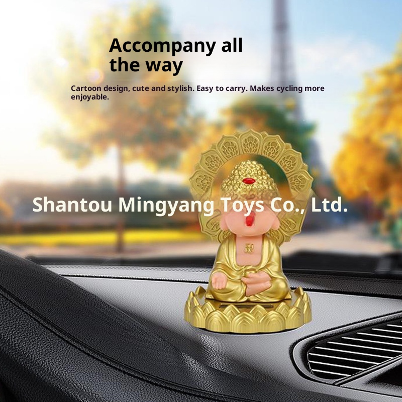 Solarbetriebene Nickleuchte, Tathagata-Ornament, Auto-Innenausstattung, Nationaler Trend, Figur des schwingenden Buddha, Grenzüberschreitend_voghion.com