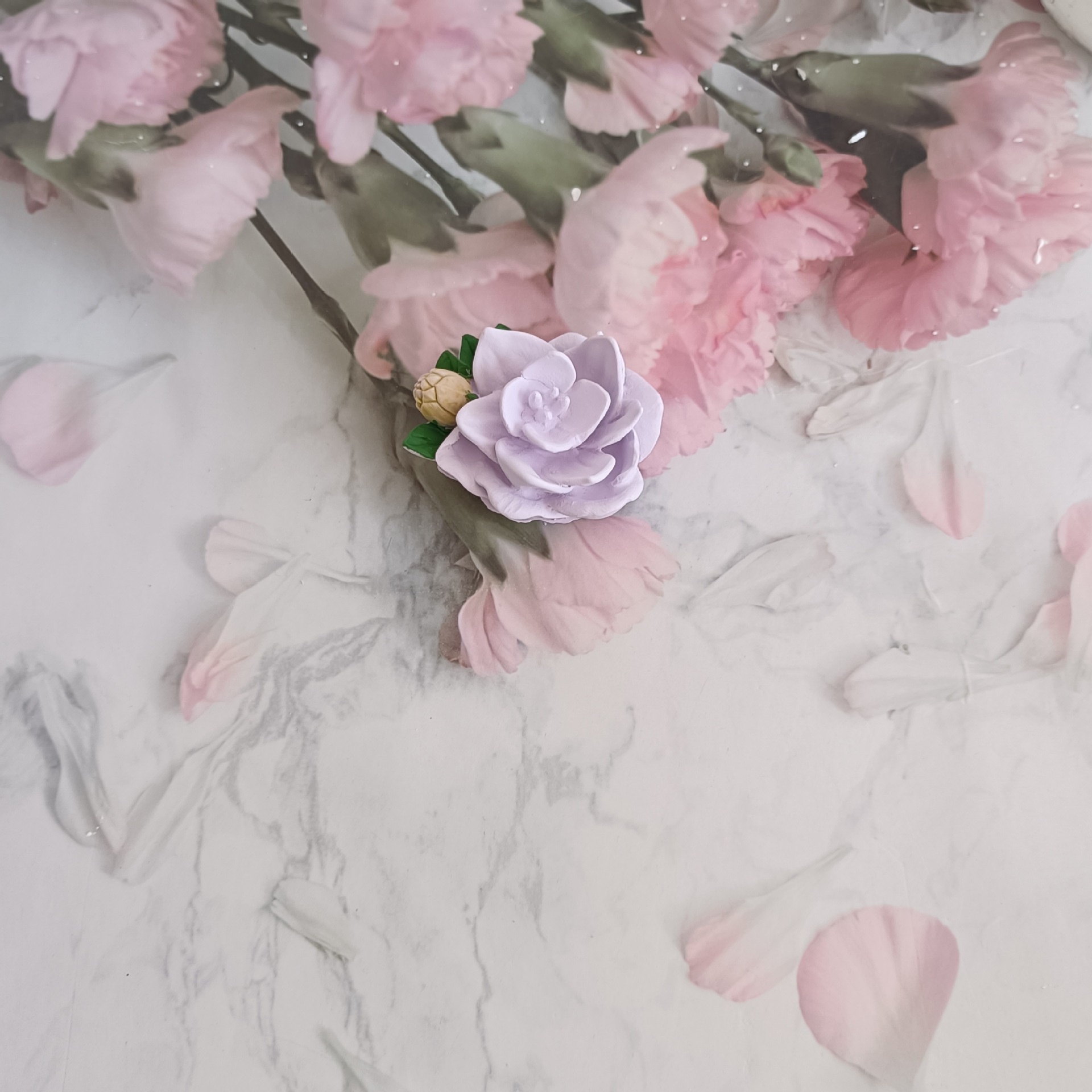 Car Air Conditioning Vent High-End Ornament Diffuser Stone Peony Flower Decoration Solid Aromatherapy Odor Removal_voghion.com