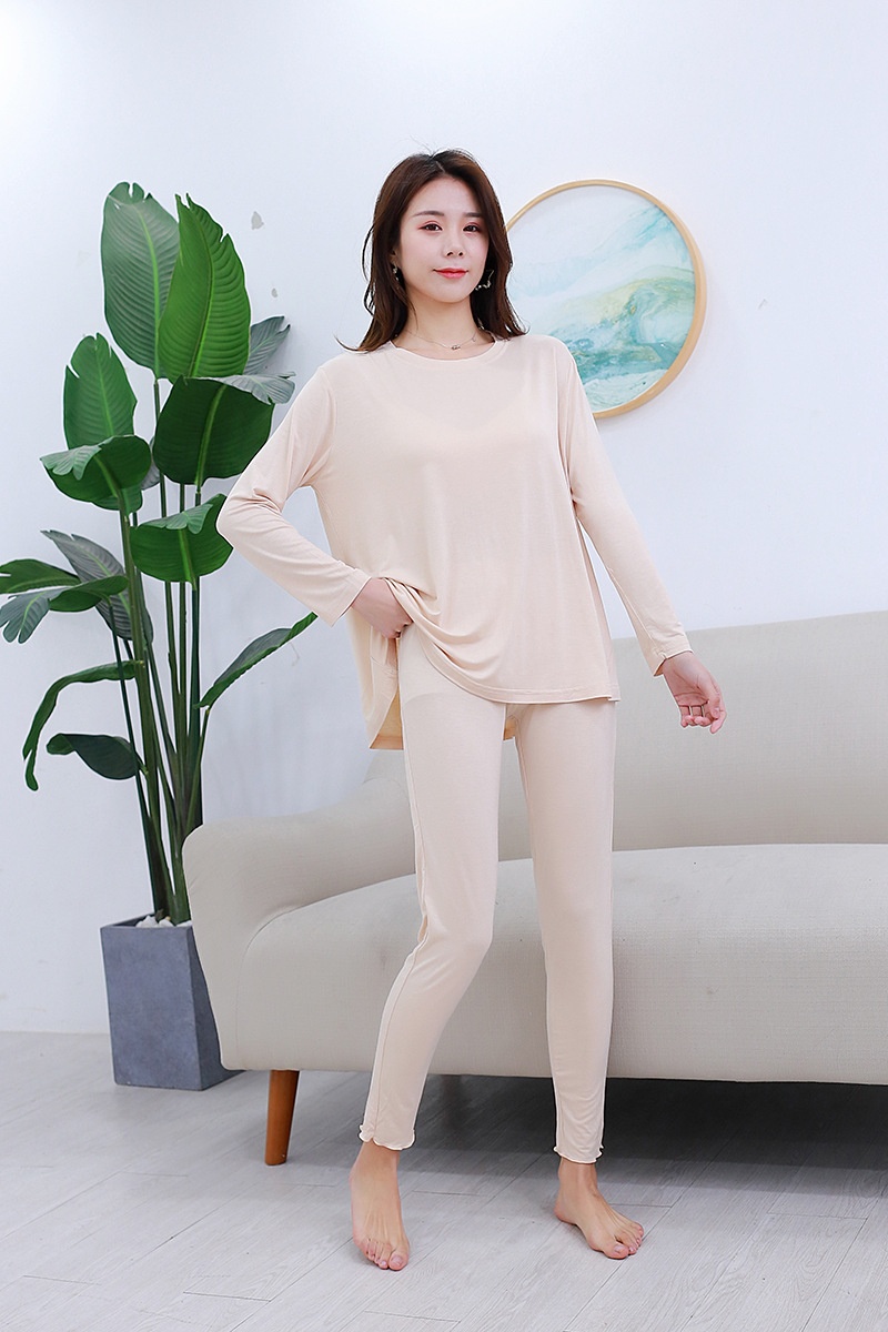 ChicShe Damen-Pyjama Herbst Langarm Locker Modal Koreanischer Stil Plus Size Winter Homewear Set Sommer Stillen Umstandsmode_voghion.com