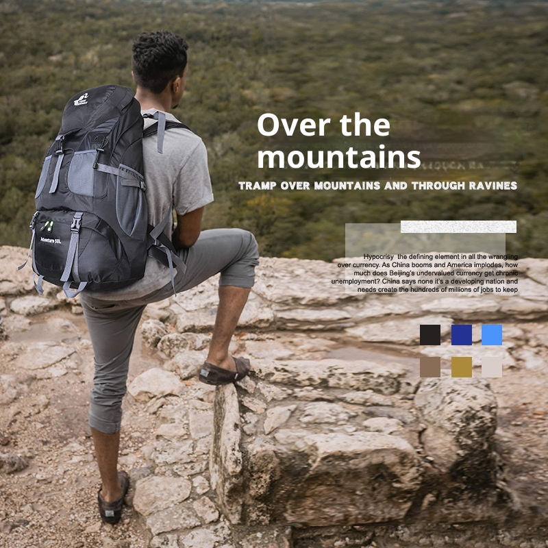 Zaino da alpinismo professionale ActiveGo da 50 litri, sportivo, unisex, di grande capacità, leggero, per escursionismo, arrampicata, viaggio_voghion.com