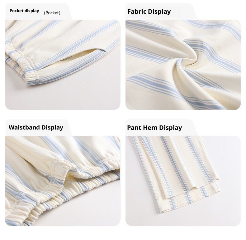 ChicShe 2025 Spring And Autumn Simple Casual Pure Cotton Women's Pajamas Sleeve Long Pants Cardigan Style Breathable Comfortable_voghion.com