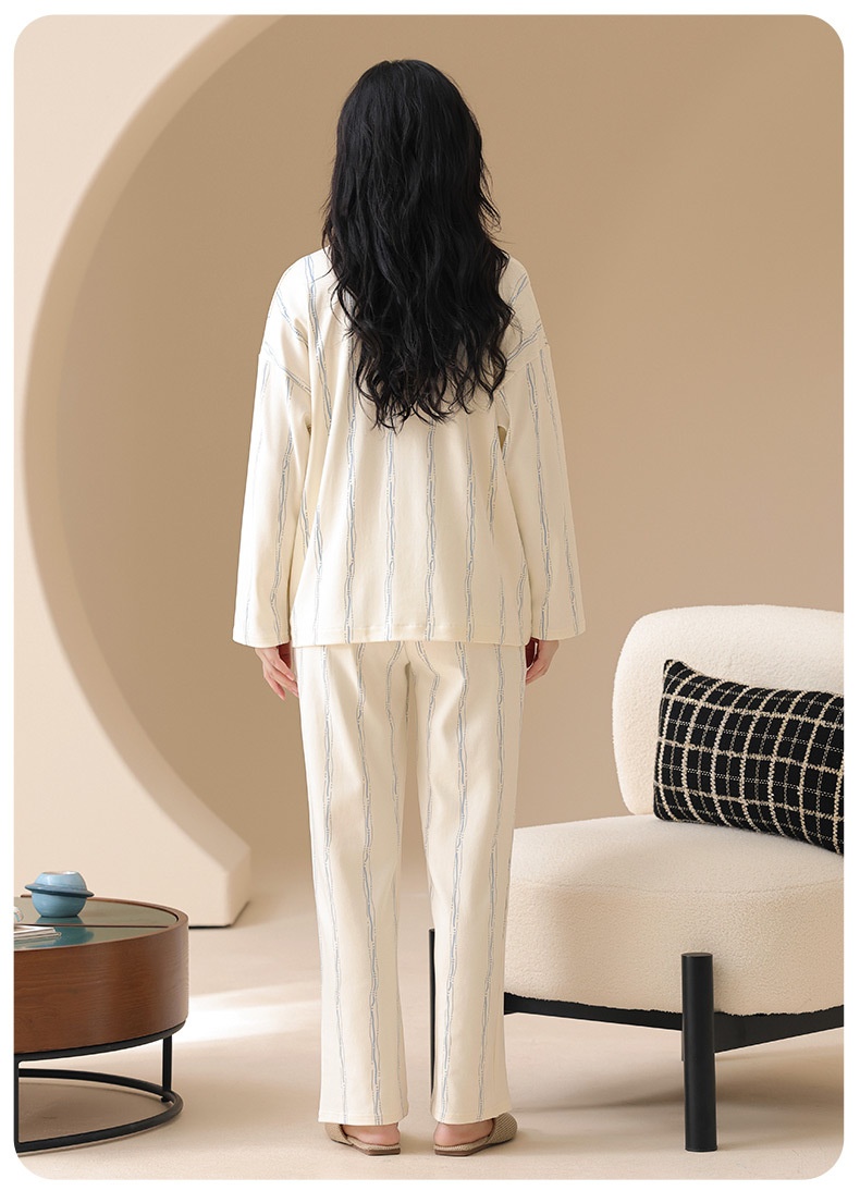 Pigiama da donna ChicShe Classe A antibatterico in 100% cotone, cardigan con maniche lunghe per autunno e inverno, indossabile all'esterno._voghion.com