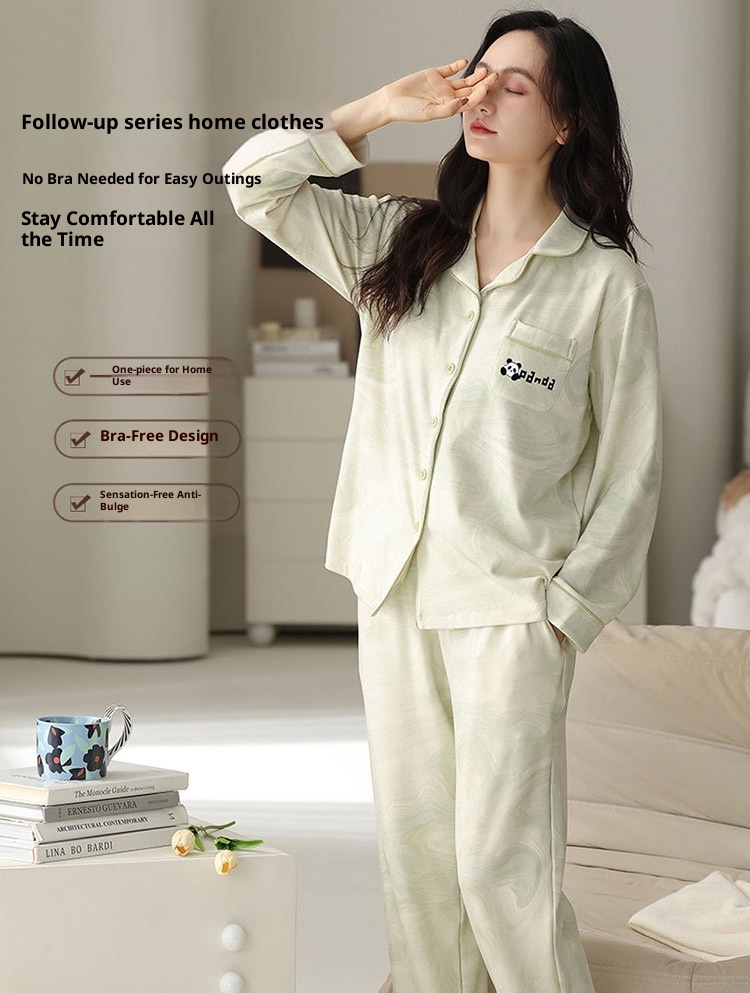 ChicShe Women's Padded Sleepwear Long Sleeve Pure Cotton Turn-Down Collar Cardigan Autumn Winter Anti-Bump Design Wearable_voghion.com