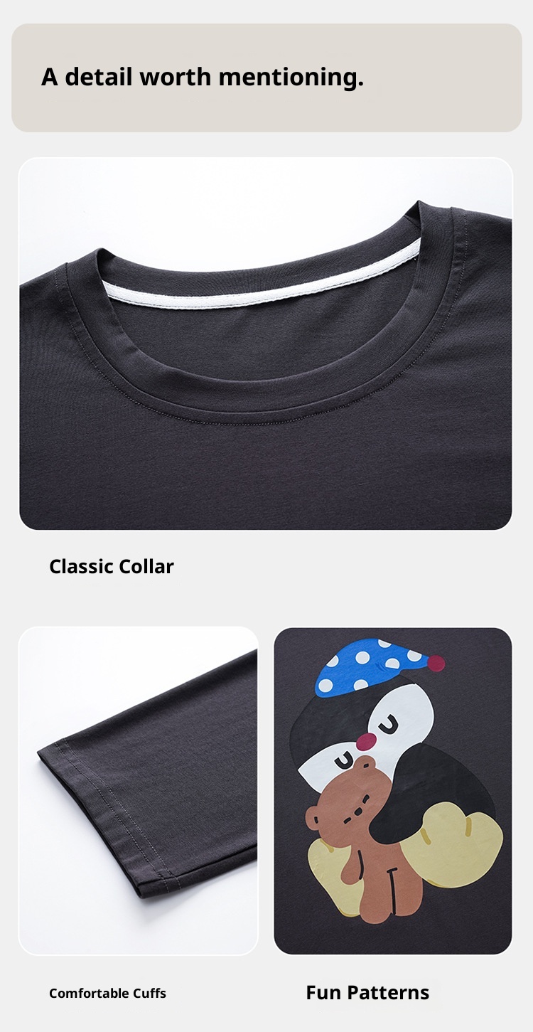 ChicShe Pyjama aus 100 % Baumwolle für Damen, Frühjahr/Herbst 2025: Neues, lässiges und lockeres Set mit Cartoon-Ärmeln, langen Hosen und Streifenmuster._voghion.com