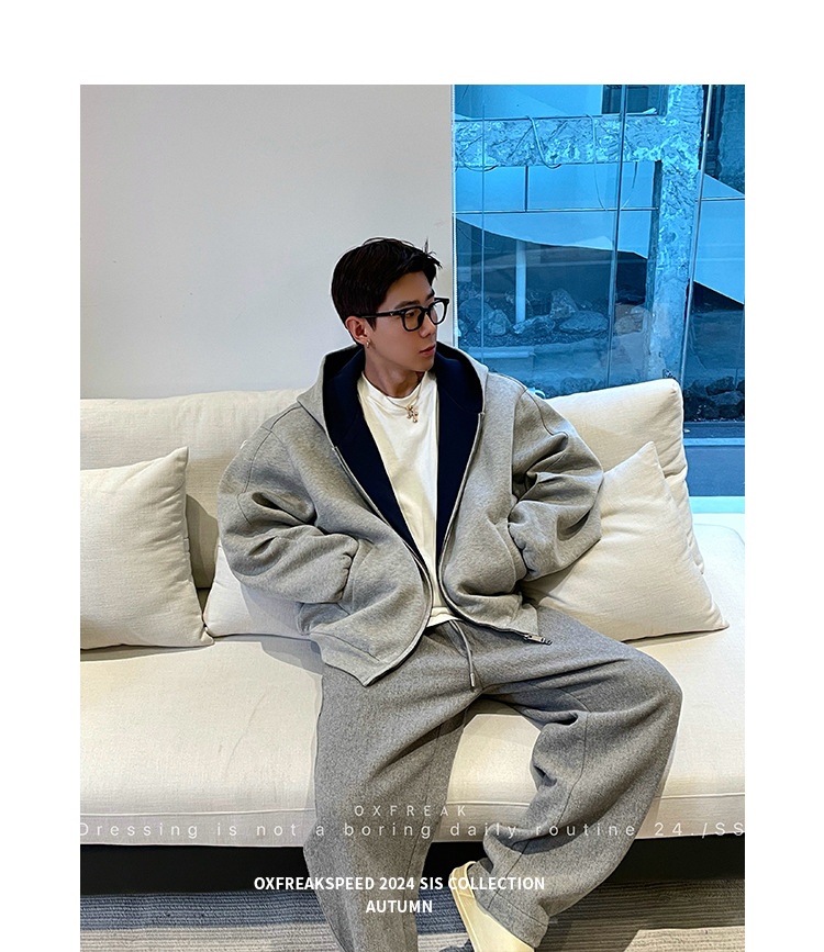 boy Boy 2025 Cardigan Sweatshirt Unisex Spring Autumn Zipper Hooded American Retro Style Regular Shoulder Jacket_voghion.com