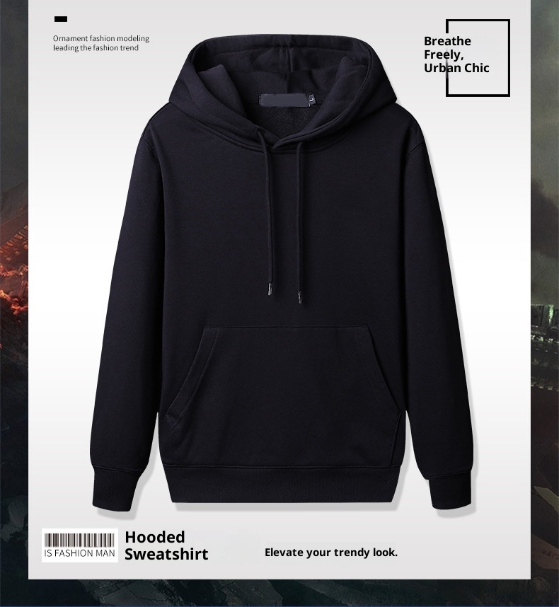Sudadera con capucha y forro polar de color liso para hombre, estilo moderno y grueso de otoño, cuello redondo, estilo coreano._voghion.com