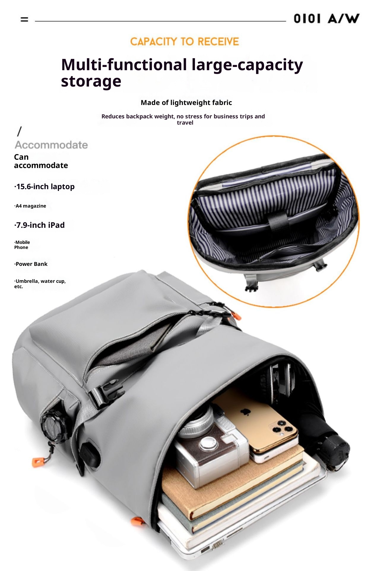 Sac à dos ActiveGo pour homme, grande capacité, idéal pour les voyages, la randonnée et les activités de plein air. Parfait pour un look business décontracté._voghion.com