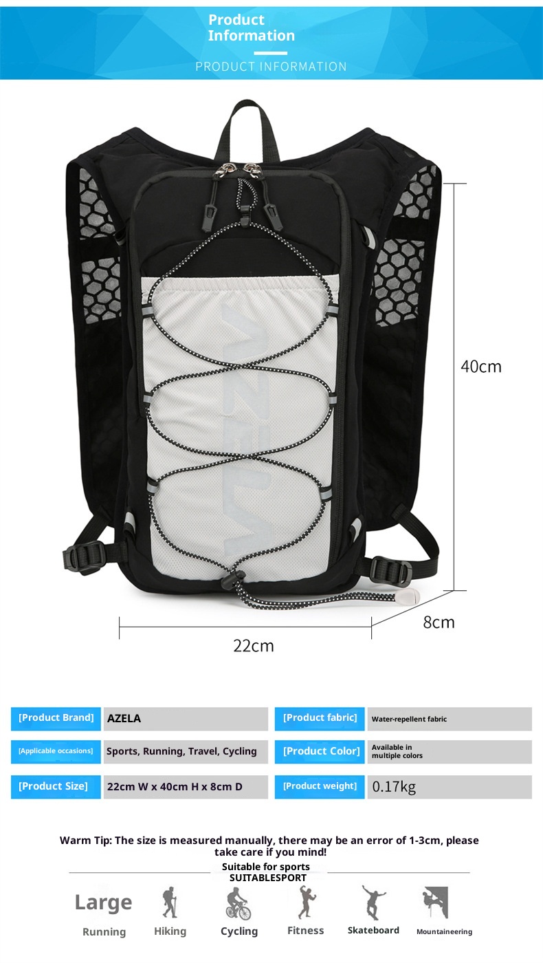 ActiveGo Azera Denim Mountain Water Set Off-Road Travel Large Capacity Backpack Sports Outdoor Hiking Running Cycling Bag_voghion.com