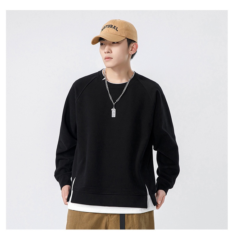 Sweat-shirt deux pièces à col rond en polaire épaisse et ample à manches longues pour homme, modèle Boy Autumn Kun Hai Peng Yun_voghion.com