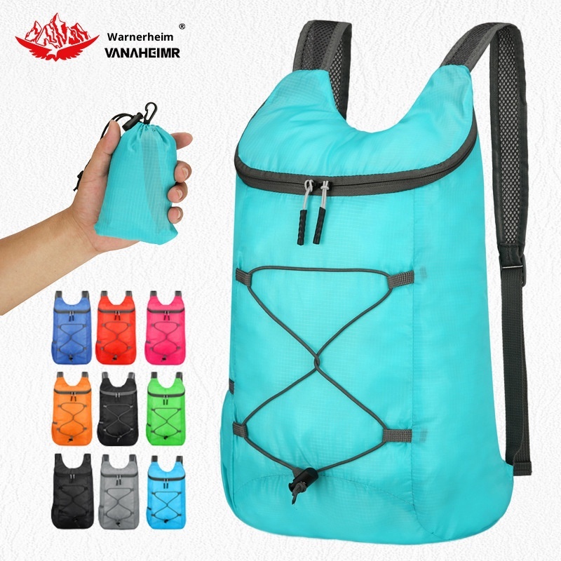 Sac à dos ActiveGo Warneheim Outdoor Sports, couleur unie, grande capacité, fermeture éclair, léger, pliable et résistant à l'eau_voghion.com