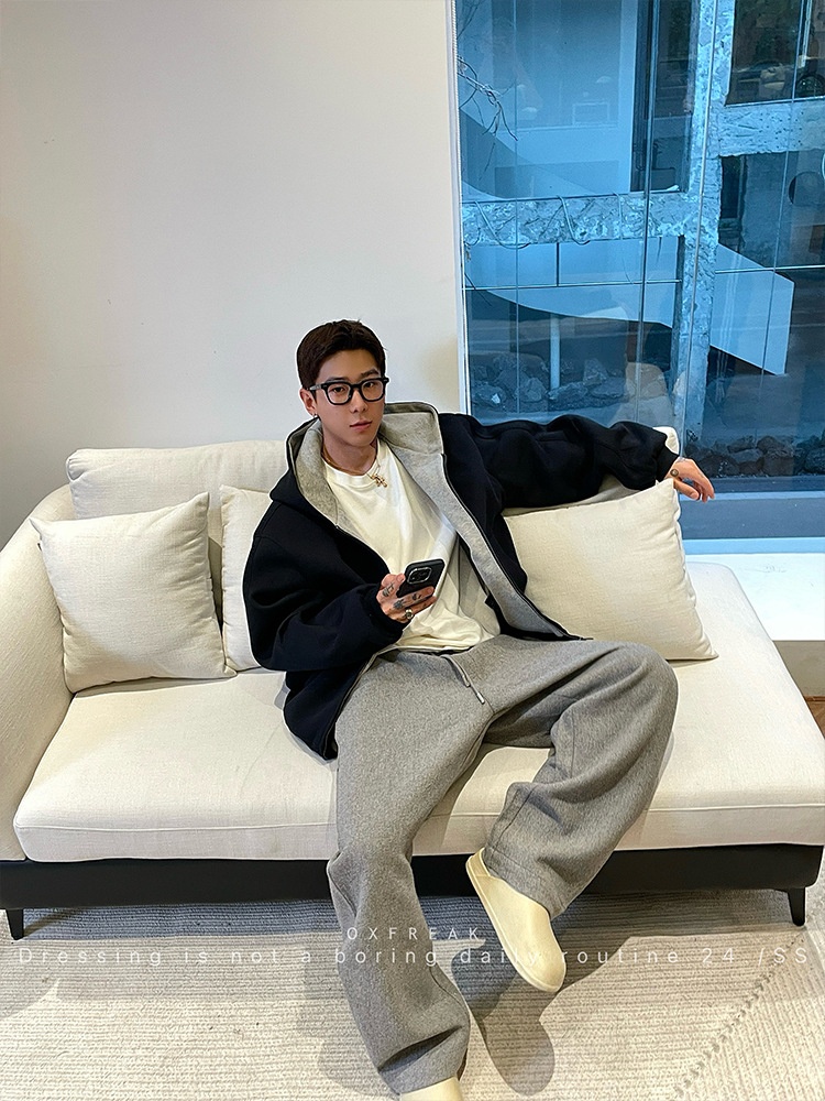 boy Boy 2025 Cardigan Sweatshirt Unisex Spring Autumn Zipper Hooded American Retro Style Regular Shoulder Jacket_voghion.com