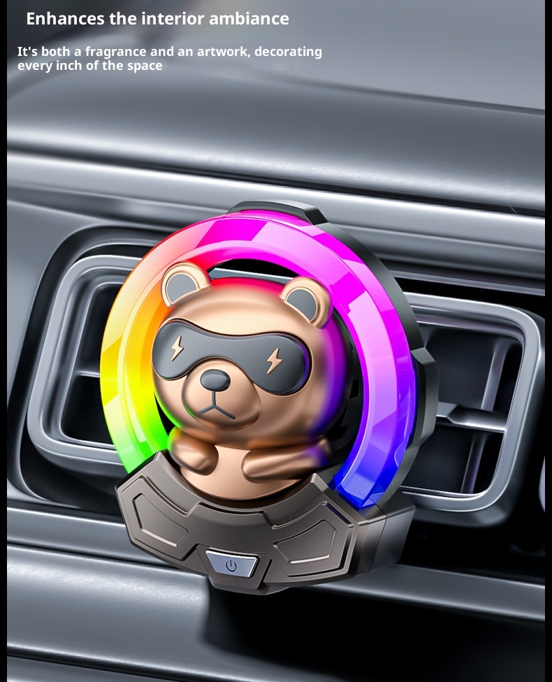 Geräuschaufnahme, Raumluft, Duft aus der Lüftungsöffnung, Autoinnenraum, Rhythmuslicht, leuchtende Brille, Bärendekoration_voghion.com