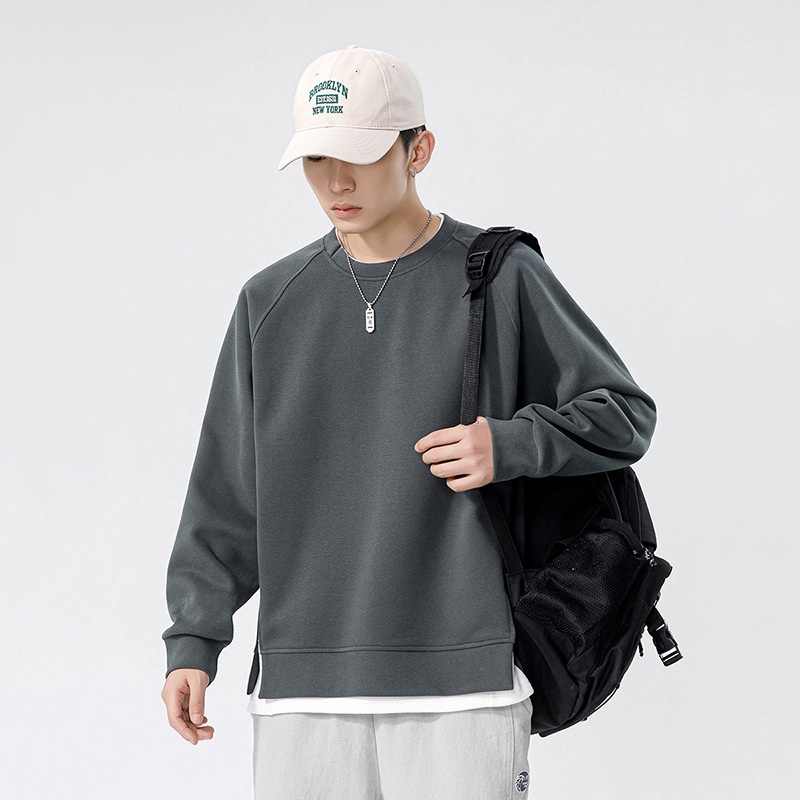 Sweat-shirt deux pièces à col rond en polaire épaisse et ample à manches longues pour homme, modèle Boy Autumn Kun Hai Peng Yun_voghion.com