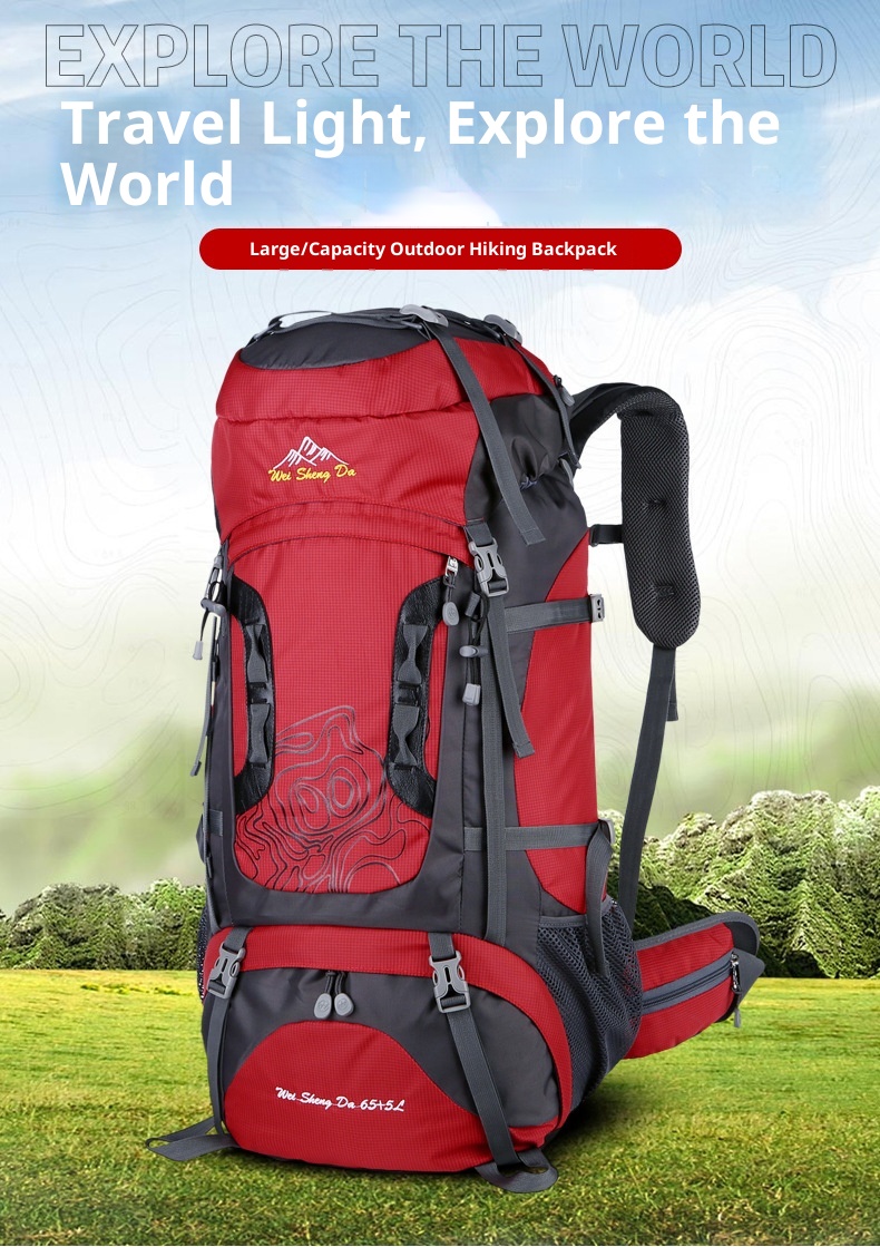 Zaino da viaggio per uomo ActiveGo, grande capacità, doppio spallaccio, impermeabile, per trekking, campeggio, escursioni, sport_voghion.com
