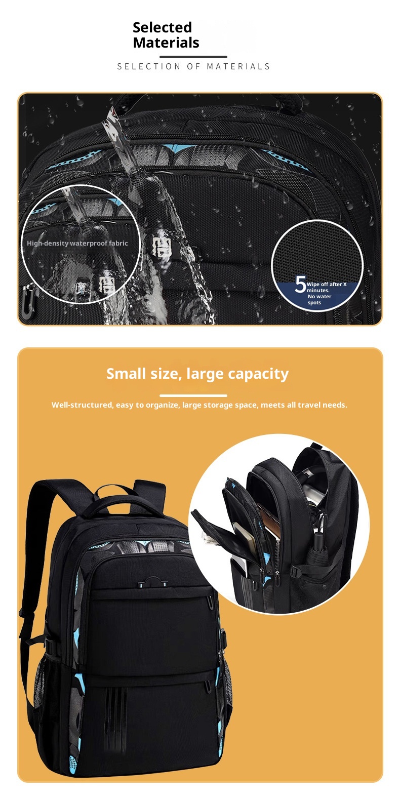 ActiveGo In Stock Korean Version Large Capacity Personality Multi-Functional School Bag Men's Business Travel Backpack Commuting_voghion.com