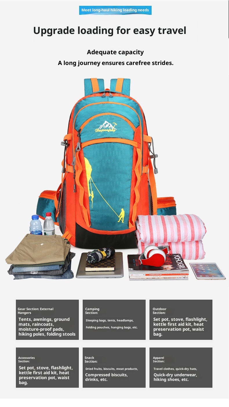 ActiveGo Cross-border Outdoor Hiking Large Capacity Multi-functional Waterproof Lightweight Backpack For Trekking And Travel_voghion.com