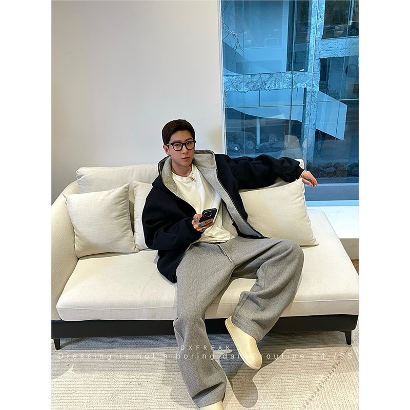 boy Boy 2025 Cardigan Sweatshirt Unisex Spring Autumn Zipper Hooded American Retro Style Regular Shoulder Jacket_voghion.com