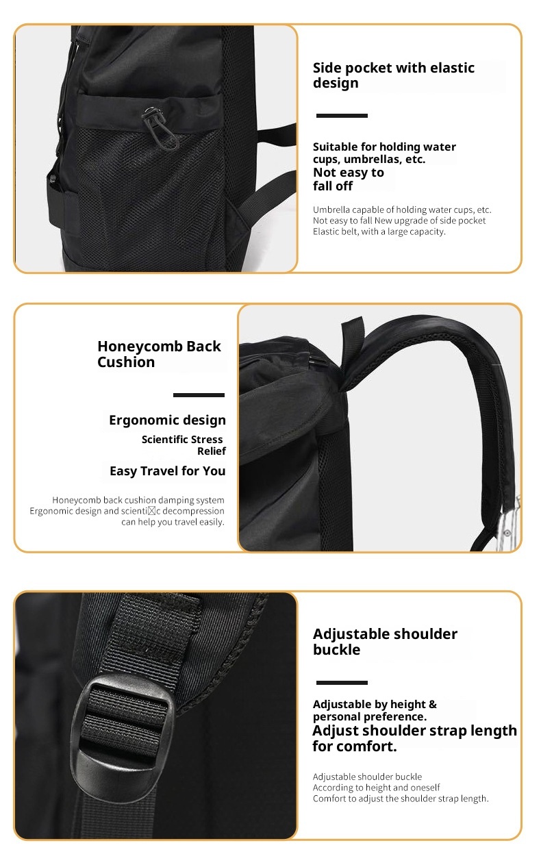 ActiveGo Large Capacity Lightweight Outdoor Hiking For College Students Men's Travel Backpack Black Waterproof Portable Cycling_voghion.com