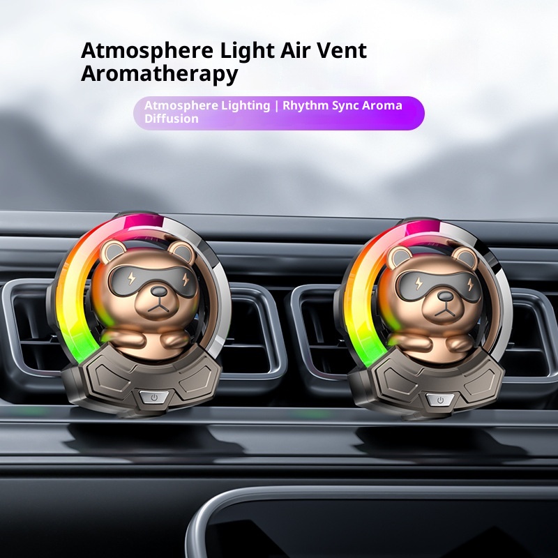 Geräuschaufnahme, Raumluft, Duft aus der Lüftungsöffnung, Autoinnenraum, Rhythmuslicht, leuchtende Brille, Bärendekoration_voghion.com