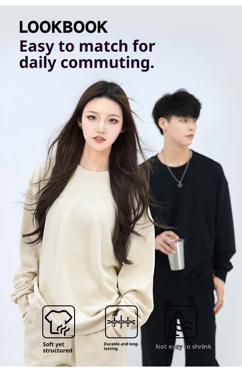 boy Boy Autumn 350g Pure Cotton Thick Men's American Style Trendy Brand Sweatshirt Custom Workwear Embroidery One Piece_voghion.com