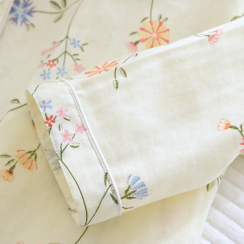 ChicShe, nuovo pigiama da donna in garza a doppio strato, con maniche sottili e pantaloni lunghi, stile giapponese, cardigan in cotone, set da casa primaverile ed estivo_voghion.com