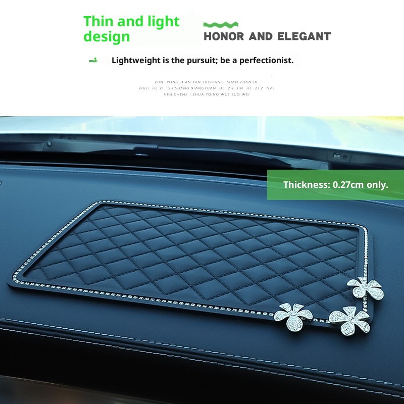 Anti-Slip Ornament Feather In-Car Central Control Silicone Car Decoration Rhinestone Mat Cross-Border New Product_voghion.com
