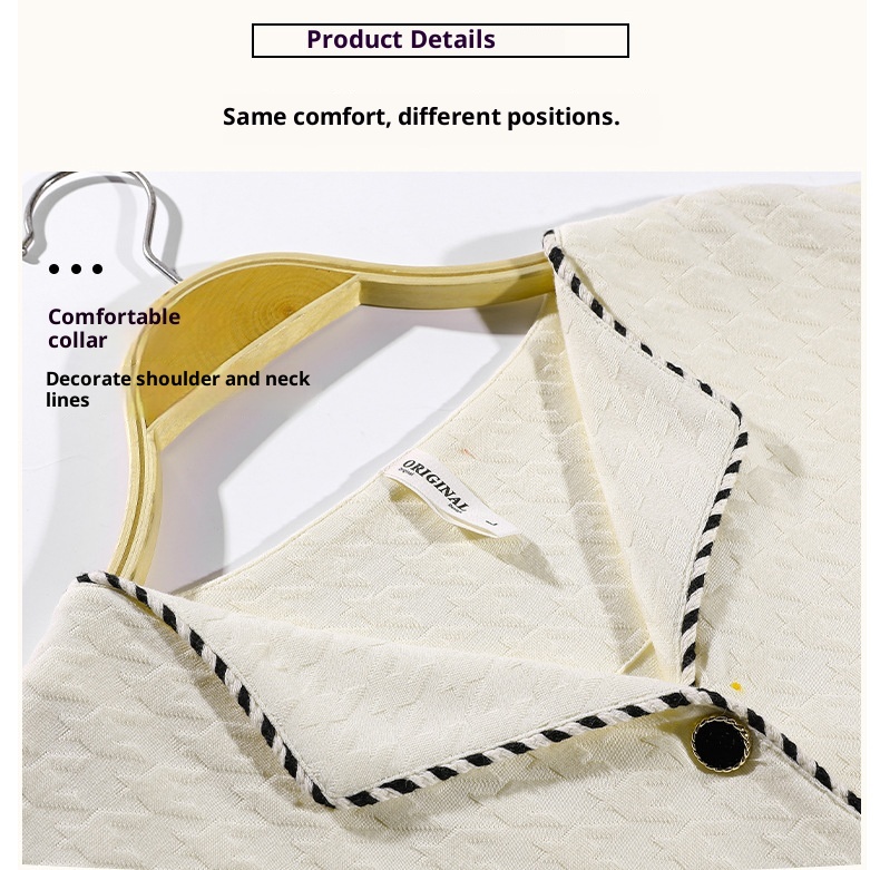 Pigiama da donna in puro cotone con motivo pied de poule ChicShe, primavera-estate, nuovo cardigan con colletto rovesciato e maniche lunghe_voghion.com