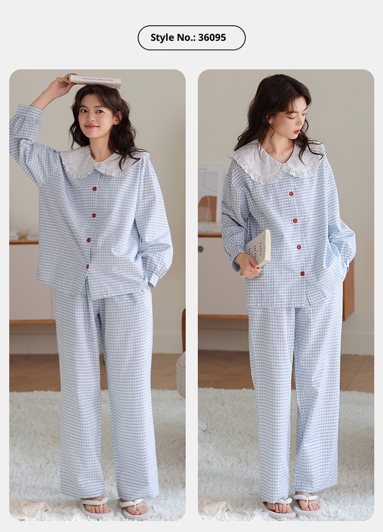 ChicShe Princess Style Pajamas For Women Spring And Autumn Cloud Cotton Sleeve Long Pants Swe Cute Homewear Student Wearable_voghion.com