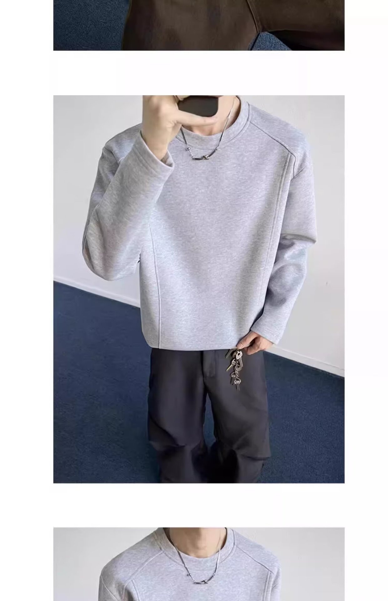 Sweat-shirt Boy Cleanfit coupe 3D style américain pour homme, collection printemps, design déstructuré, coupe ample, col rond, veste_voghion.com