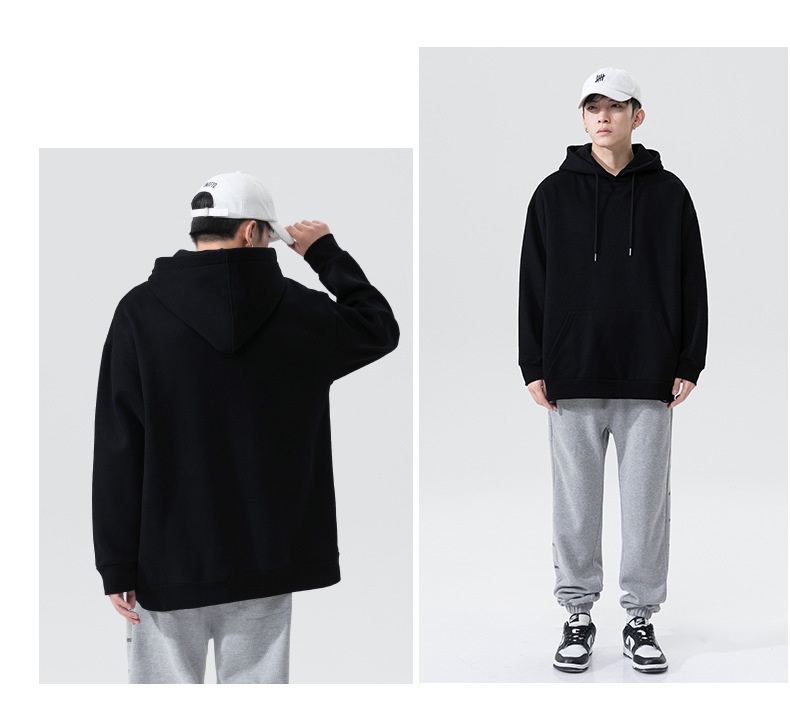 boy Boy Men's Sweatshirt Hong Kong Style Autumn Winter Fleece Lined Men Gray Versatile Basic Hooded Jacket Hoodie Trendy_voghion.com