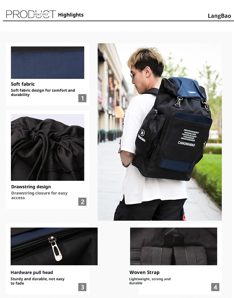 ActiveGo Mountaineering Double Shoulder Men's Travel Luggage Bag Women's Waterproof Multi-Functional Large Capacity Sports Hiking_voghion.com