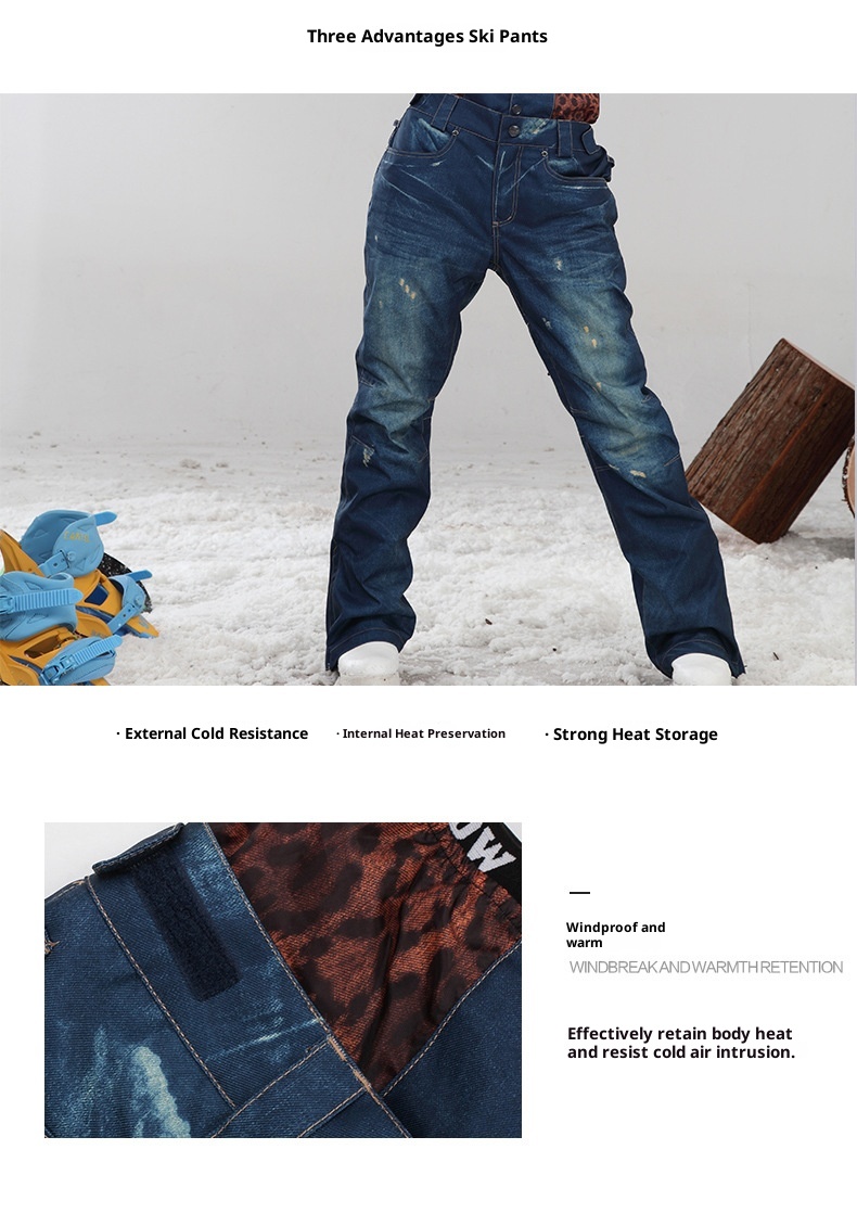 001 Gsousnow Damen-Skihose aus Denim, wind- und wasserdicht, schmal geschnitten, ideal für Reisen im Nordosten der USA, Winter, Outdoor, Snowboarden und Schneeschuhwandern._voghion.com