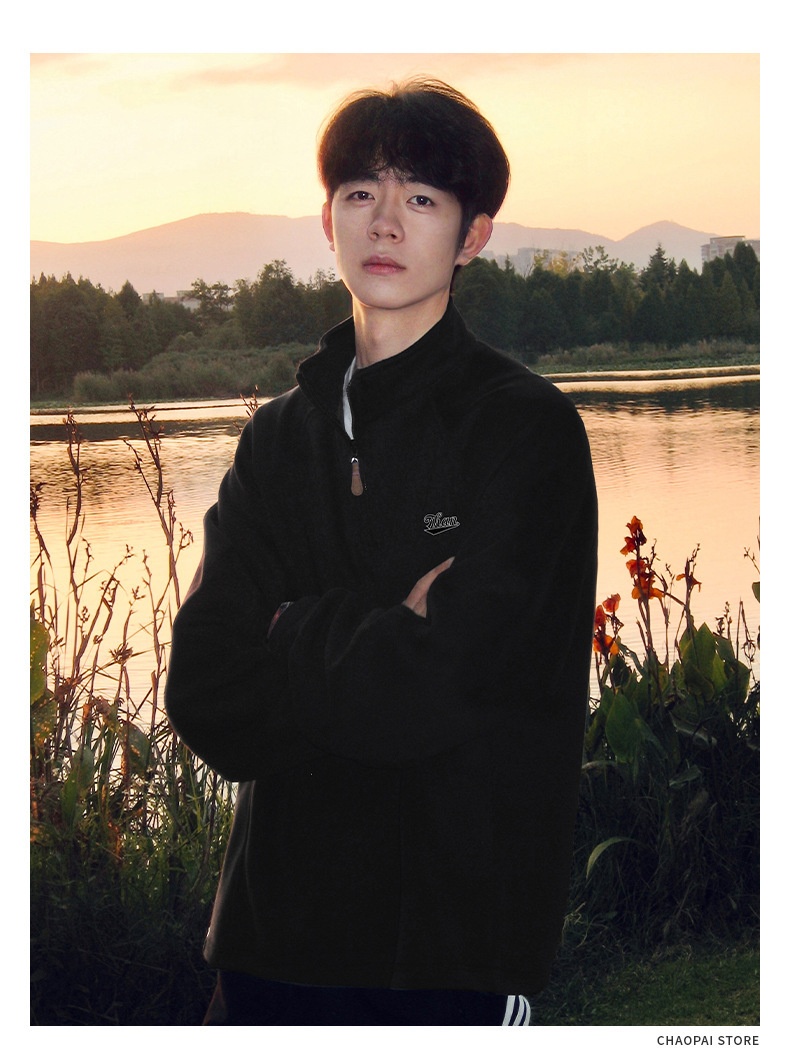 Felpa da uomo con mezza zip e colletto rialzato in stile americano, pesante, senza cappuccio, strato di base a maniche lunghe per l'autunno e_voghion.com