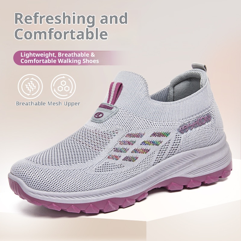 ShoeGlobe 2025 Autumn New Women's Walking, Breathable Slip-On Soft Sole Shoes For Middle-Aged And Elderly Mothers, Wholesale_voghion.com
