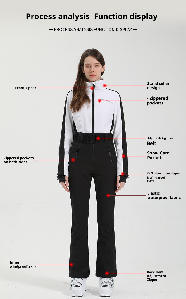001 Nuova tuta da donna monopezzo professionale impermeabile calda vestibilità slim doppia tavola stile americano giacca da sci transfrontaliera e_voghion.com