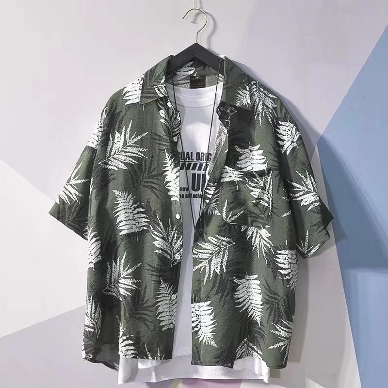 Camicia estiva da uomo ForMen, a maniche corte, ampia e ad asciugatura rapida, stampata, adatta per le vacanze in spiaggia e in viaggio, taglie forti_voghion.com