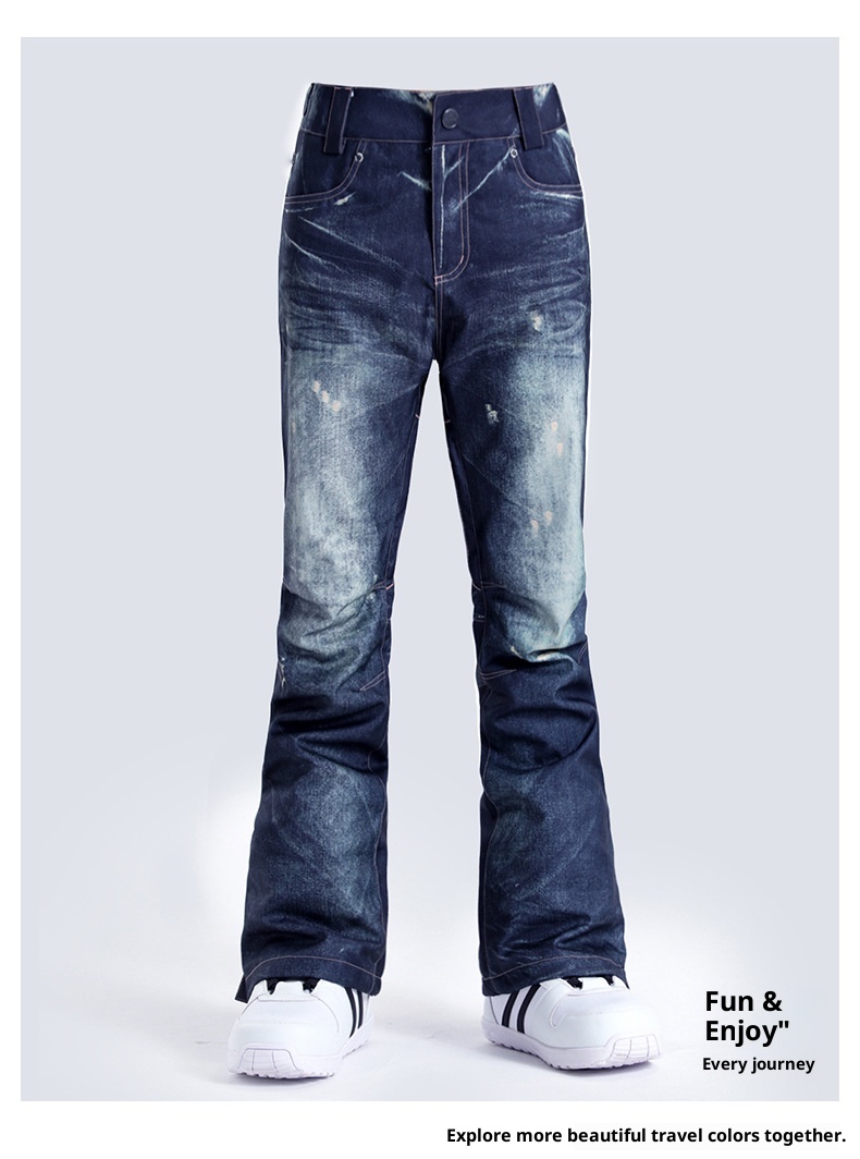 001 Gsousnow Damen-Skihose aus Denim, wind- und wasserdicht, schmal geschnitten, ideal für Reisen im Nordosten der USA, Winter, Outdoor, Snowboarden und Schneeschuhwandern._voghion.com