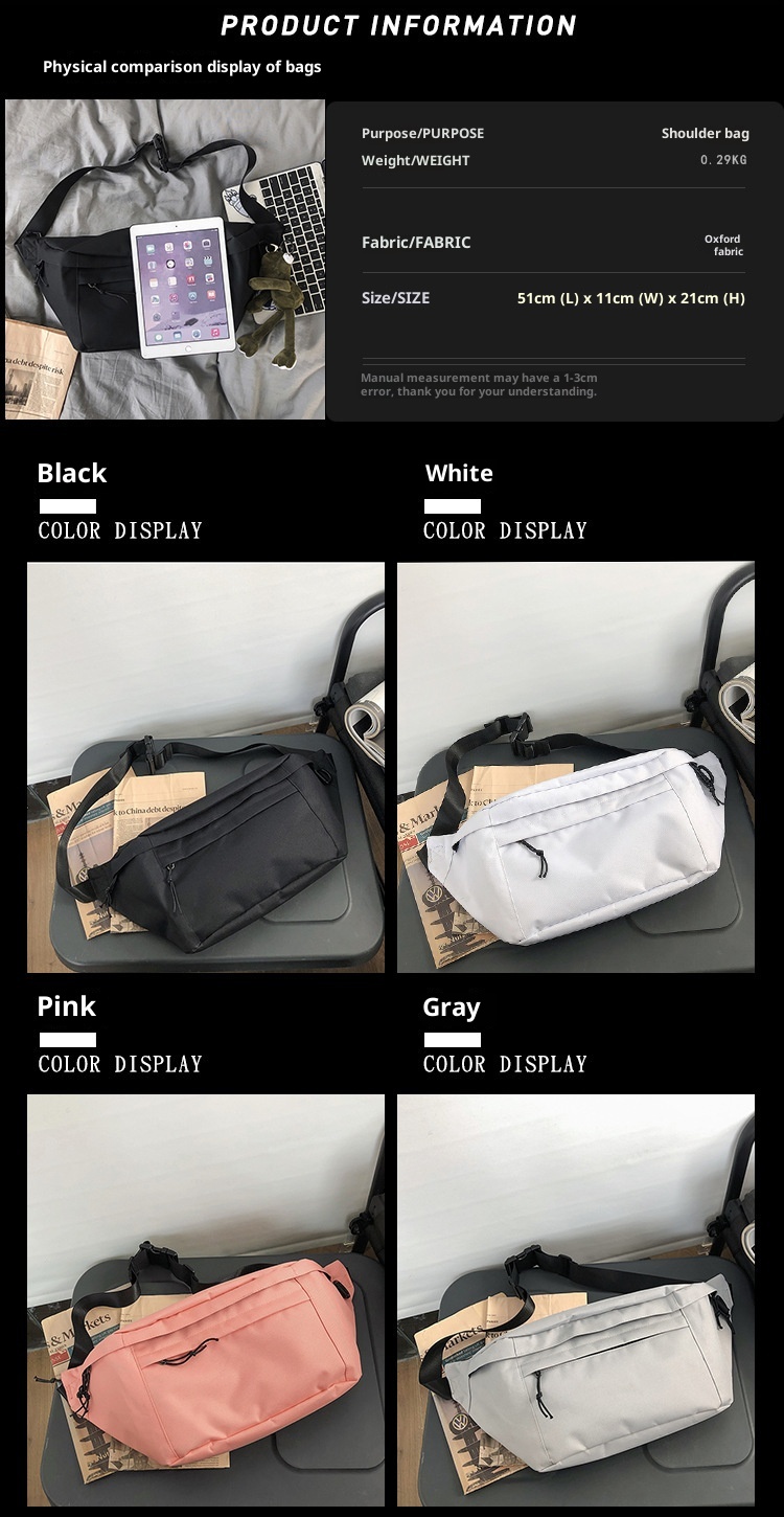 001 Kore Açık Hava Basit Çapraz Askılı Göğüs Büyük Kapasiteli Bel Seyahat Koşu Tek Omuz Çantası Unisex Çift Stili_voghion.com