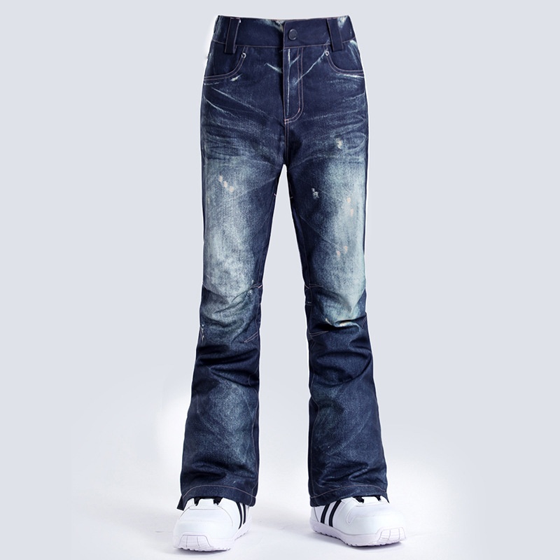 001 Gsousnow Damen-Skihose aus Denim, wind- und wasserdicht, schmal geschnitten, ideal für Reisen im Nordosten der USA, Winter, Outdoor, Snowboarden und Schneeschuhwandern._voghion.com