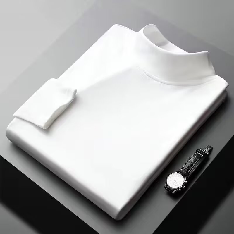 ragazzo Ragazzo 2024 Autunno Inverno Uomo Strato Doppia Faccia Termica Manica Lunga T-Shirt Base Maglietta Mezza Dolcevita_voghion.com