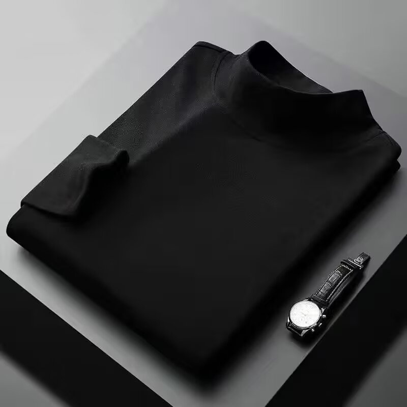 ragazzo Ragazzo 2024 Autunno Inverno Uomo Strato Doppia Faccia Termica Manica Lunga T-Shirt Base Maglietta Mezza Dolcevita_voghion.com